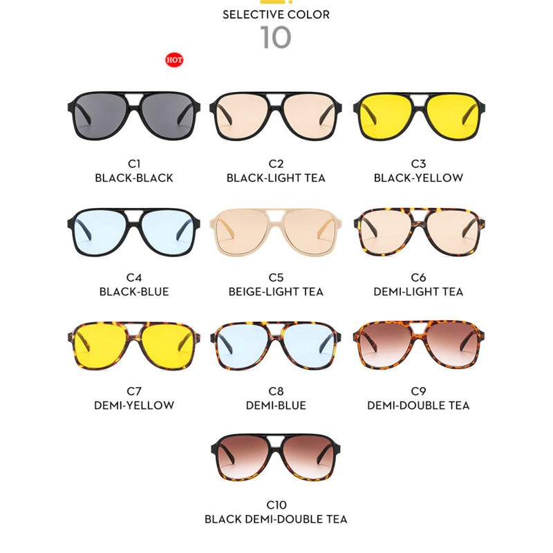 willochra Vintage oversized Double beam 70s Pilot Sunglasses Women Men Classic Large Squared Frame Travel glasses F28 (C6) - Image 4