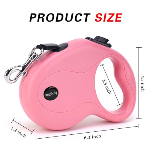 enrgticdg 16Ft Retractable Dog Leash,Light Weight Leash for Small to Medium Dogs/Cats Up to 50lbs,Stainless Steel Spring Strong Nylon Tape, Tangle Free, One-Handed Brake.(Pink) - Image 2