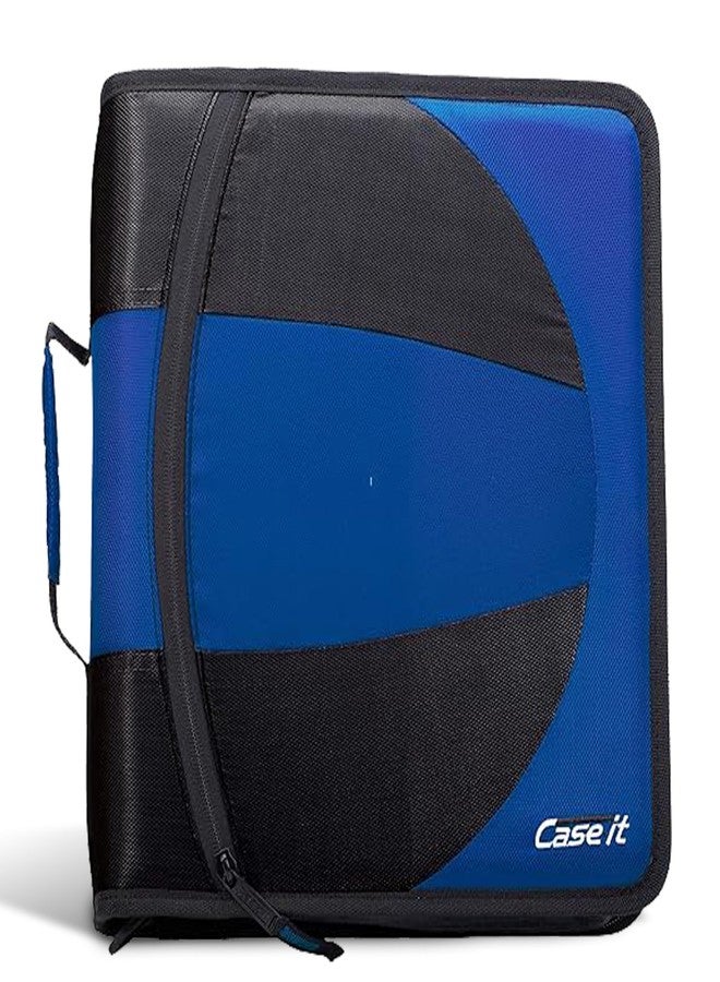 Case it Case-it The Dual 2-in-1 Zipper Binder | Two 1.5-Inch D-Rings, 600 Sheet Capacity, Pencil Pouch & Multiple Pockets | School & Office Organizer with Shoulder Strap | Dual-101 Midnight Blue - Image 1