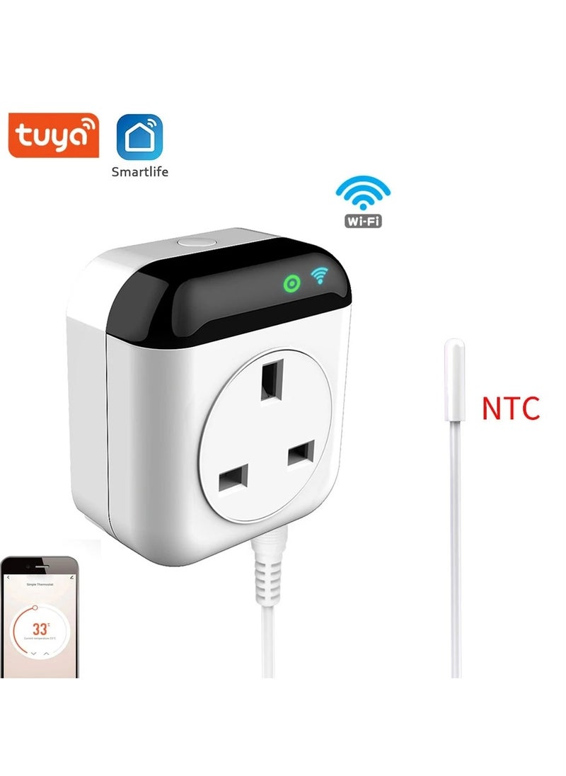 AROAQ - Smart Wifi Thermostat Plug Outlet Mini Temperature Controller 10A Plug-in Socket Schedule Timer Electric Switch for Heating( EU Plug ) - Image 1