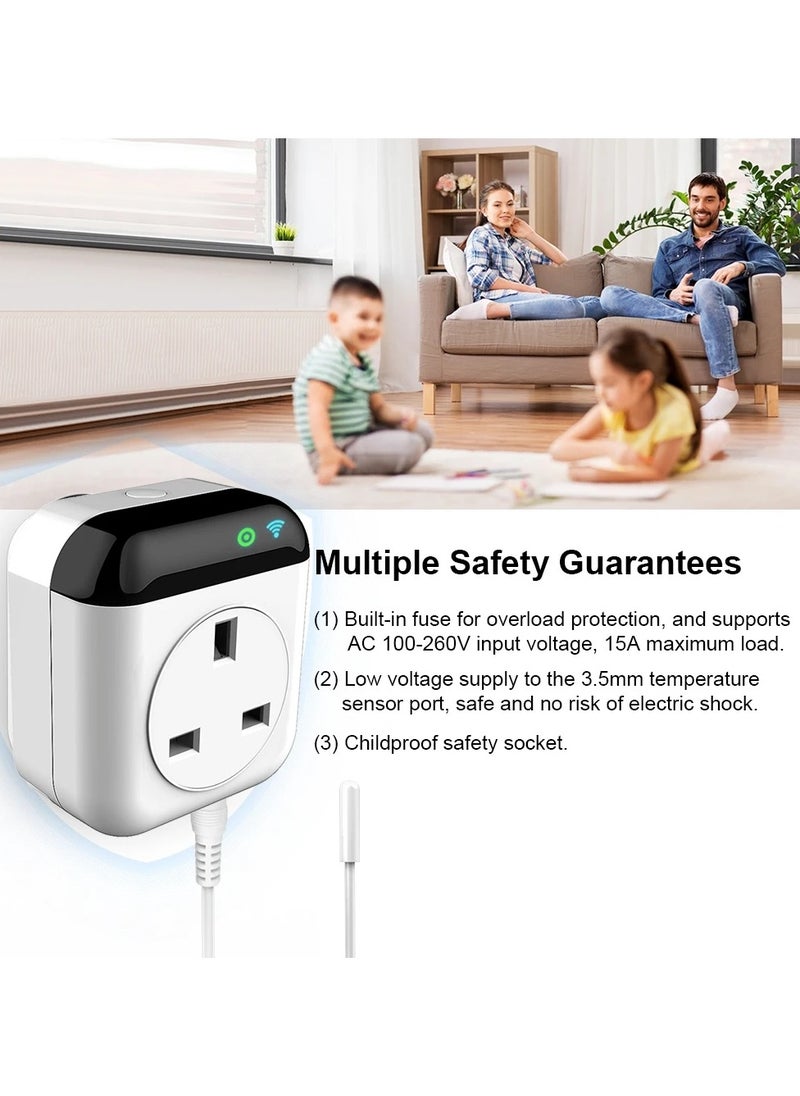 AROAQ - Smart Wifi Thermostat Plug Outlet Mini Temperature Controller 10A Plug-in Socket Schedule Timer Electric Switch for Heating( EU Plug ) - Image 1