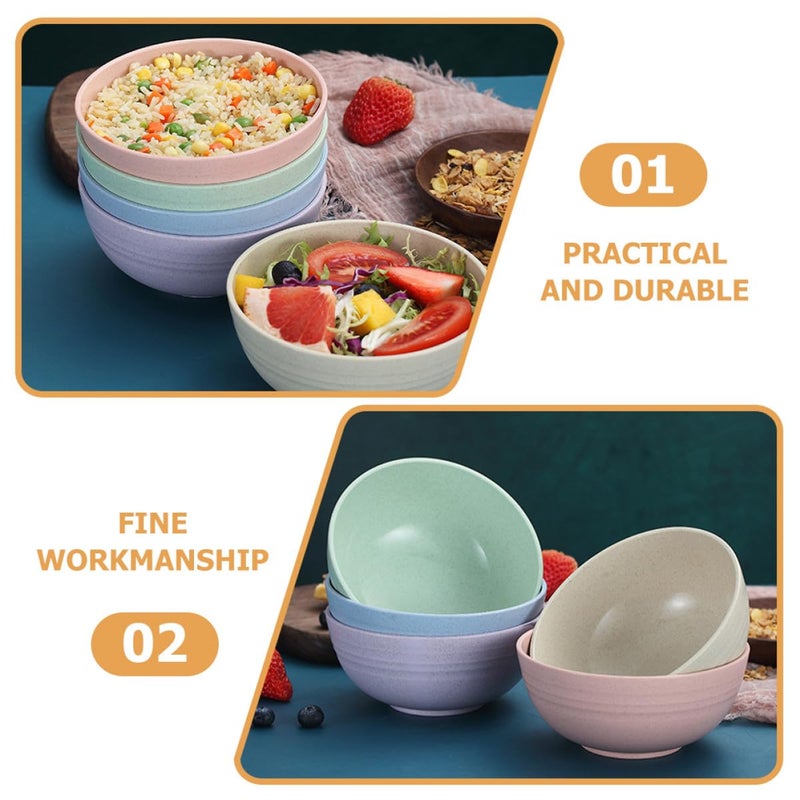 Wheat Straw Salad Bowls Set of 5 13 5cm Small Rice Soup Bowls Purple Beige Green Blue Pink - Image 4