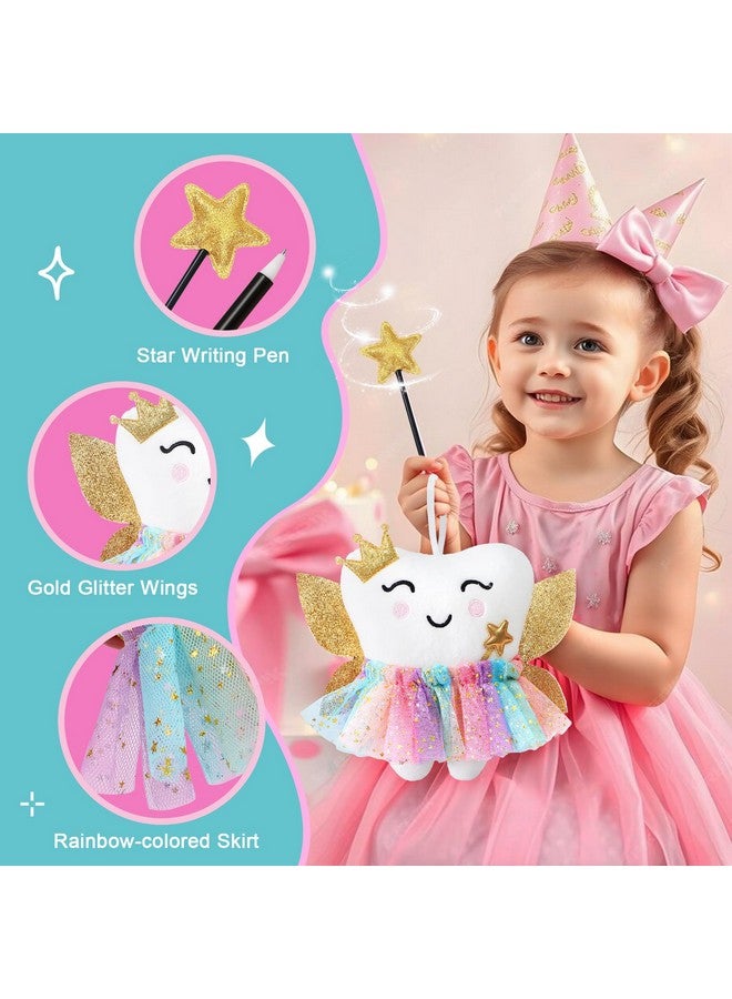 G.C G.C Kids Tooth Pillow Toys Boys Girls Tooth Holder Teeth Fairy Stuffed Animal Plush Toy with Wings Pocket Tooth Notepad Felt Keepsake Wallet Pouch Gifts  - Image 3