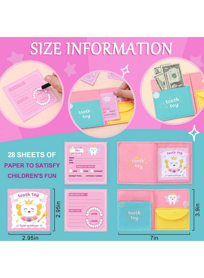 G.C G.C Kids Tooth Pillow Toys Boys Girls Tooth Holder Teeth Fairy Stuffed Animal Plush Toy with Wings Pocket Tooth Notepad Felt Keepsake Wallet Pouch Gifts  - Image 4