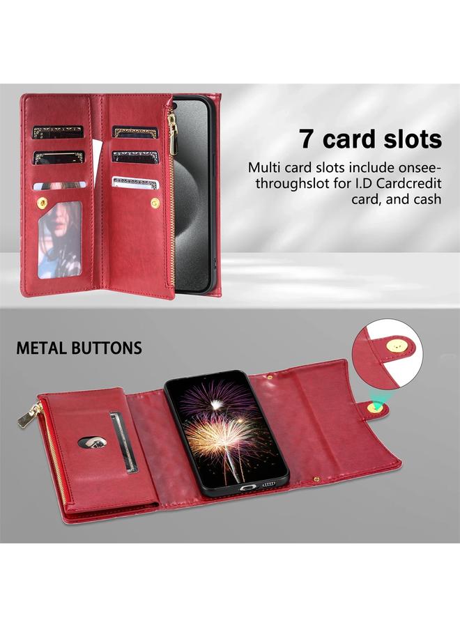 S-TOP Case For Samsung Galaxy Note20 Ultra Zipper Multi-Card Wallet Rhombic Leather Phone Case - Image 5