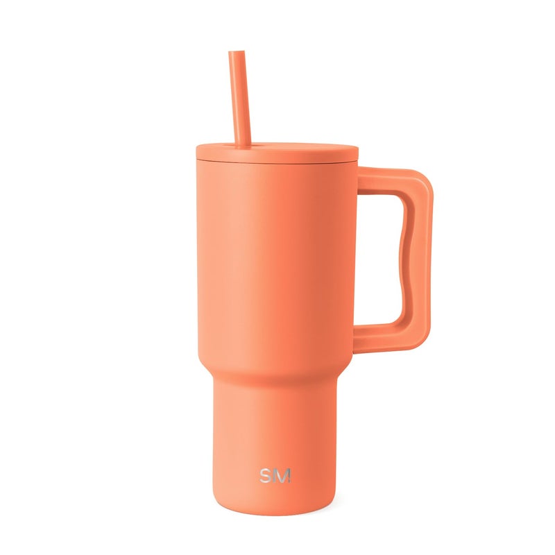 Simple Modern 30 oz Trek Tumbler with Handle and Straw Lid | Cup Holder Friendly Insulated Stainless Steel Travel Mug | Clementine - Image 1