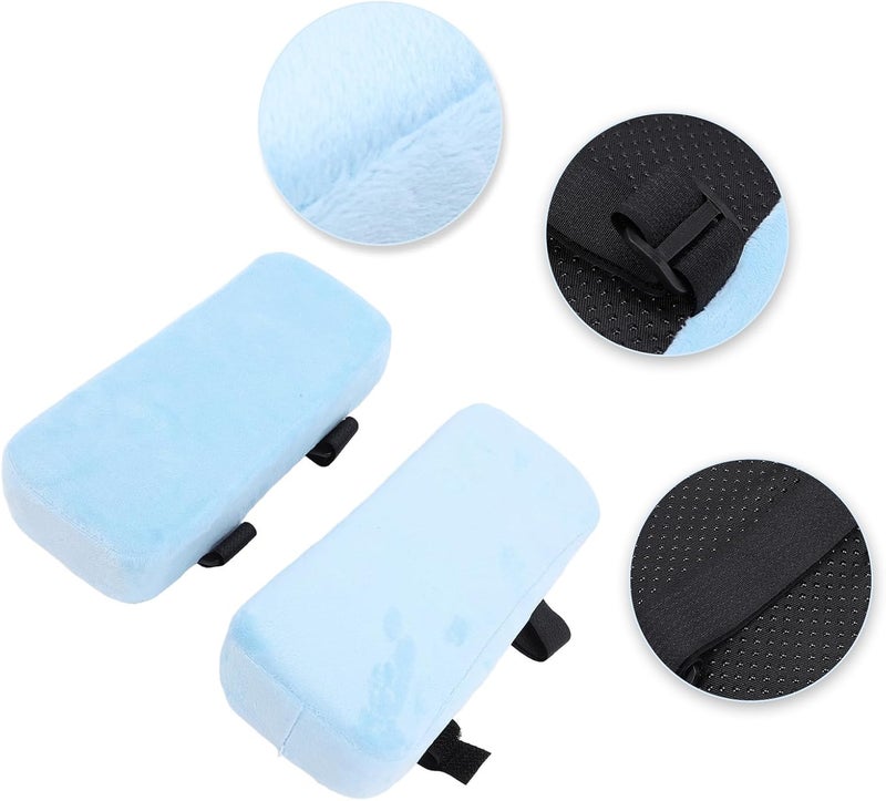 Memory Foam Ergonomic Armrest Pads for Office Chair Pressure Relief Soft Arm Rest Covers for Gaming Chair, 2 Pack (Blue) - Image 3