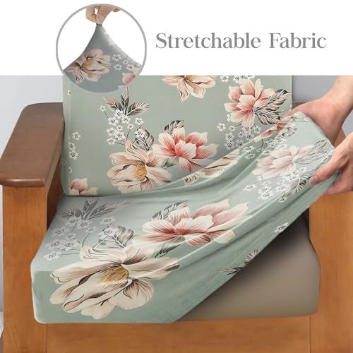 Yellow Weaves Printed Wooden Sofa Seat & Back Slip Cover, Stretchable Velvet Sofa Cover, Elastic Fit, Gaddi Cover (Pack of 2, Floral) - Image 4