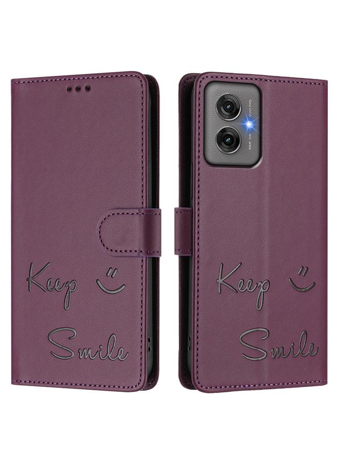 S-TOP Case For Motorola Moto G55 Smile Embossing RFID Leather Phone Case - Image 3