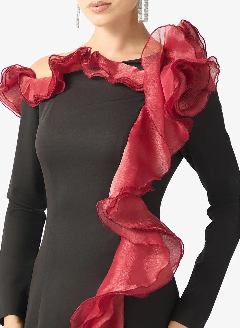 Namshi x  shift dress with statement ruffles for Women | Best Price UAE