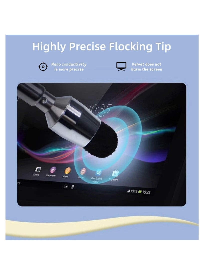 Universal Telescopic Stylus Pen for Touch Screens,Retractable Pointer Stick & Stylus with Special Flocking Tip,Extendable High Precision & Soft, Stylus Pen for Touch Screens (White)
