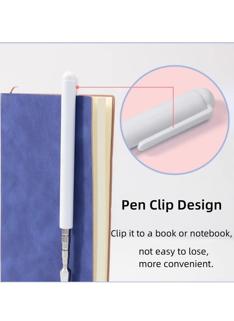 Universal Telescopic Stylus Pen for Touch Screens,Retractable Pointer Stick & Stylus with Special Flocking Tip,Extendable High Precision & Soft, Stylus Pen for Touch Screens (White)