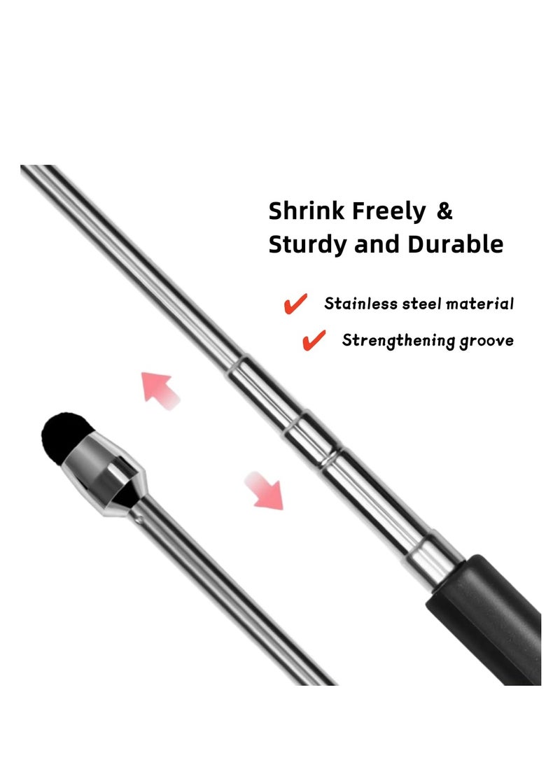 Universal Telescopic Stylus Pen for Touch Screens,Retractable Pointer Stick & Stylus with Special Flocking Tip,Extendable High Precision & Soft, Stylus Pen for Touch Screens (White)