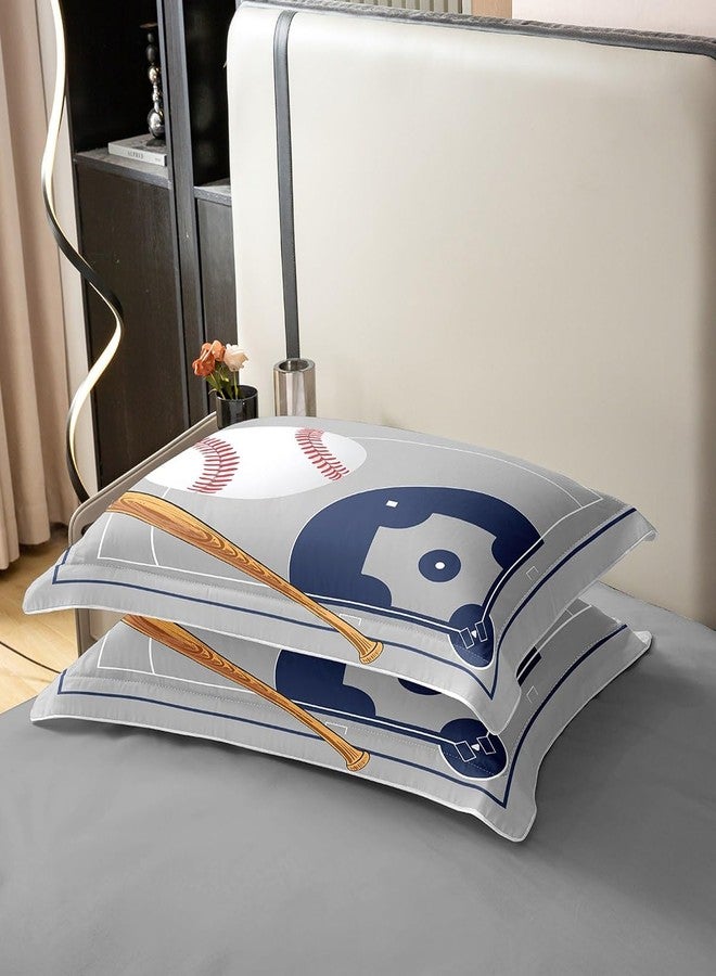 Castle Fairy Nature Cotton Boys Retro Baseball Club Duvet Cover Queen, Hand Drawn Baseball Field Super Soft Bedding Set, Kids Teens Sports Theme Comforter Cover 3 Piece (No Comforter) - Image 5