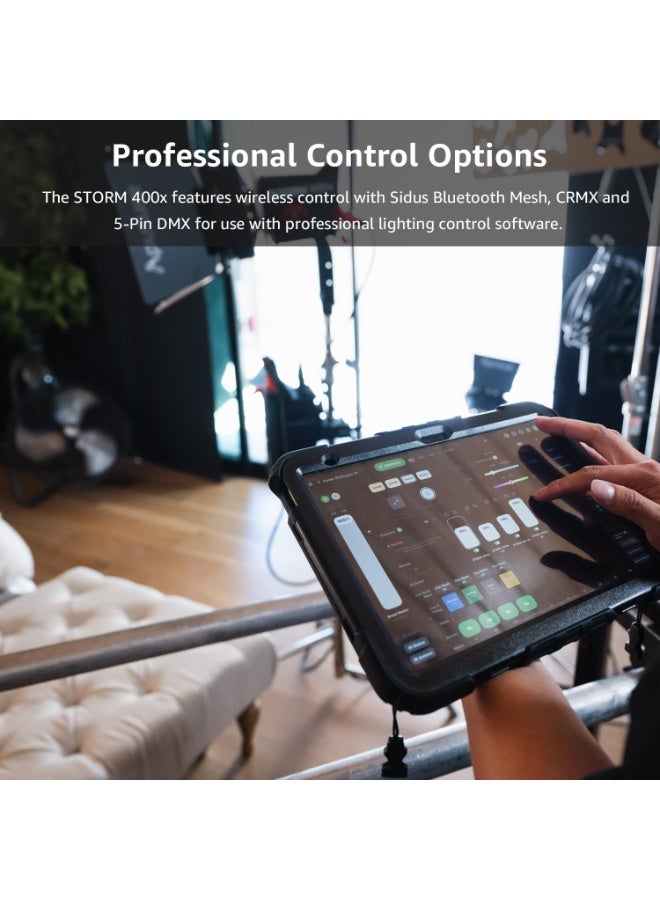 أبتشر إضاءة فيديو LED Aputure Storm 400x بقوة 400 واط، مقاومة للماء IP65، تحكم DMX/CRMX/Sidus Link، قاعدة Bowens للاستوديو، التصوير، الفيديو، البث المباشر - Image 4