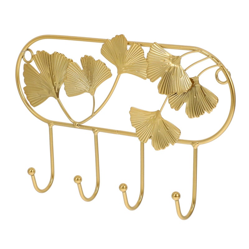 Heavy Duty Decorative Iron Wall Hook Round Ginkgo Leaf Design Towel Rack Easy Installation - Image 2
