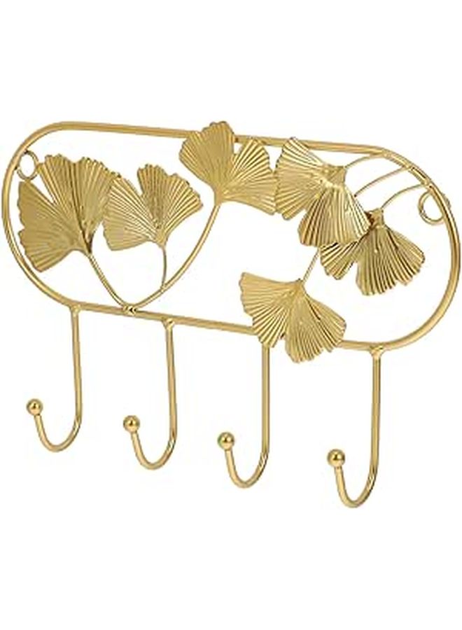 Heavy Duty Decorative Iron Wall Hook Round Ginkgo Leaf Design Towel Rack Easy Installation - Image 1