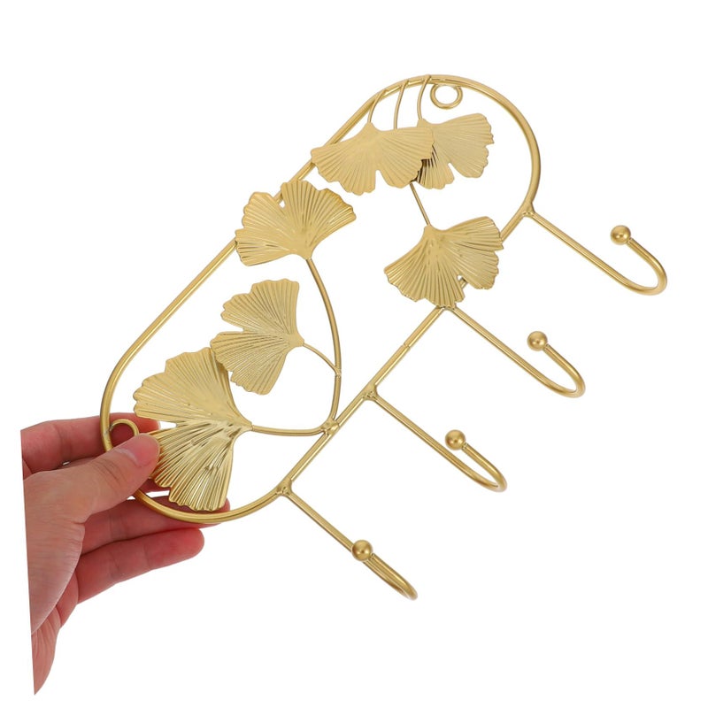 Heavy Duty Decorative Iron Wall Hook Round Ginkgo Leaf Design Towel Rack Easy Installation - Image 4