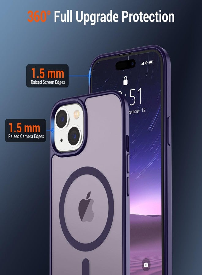استلق جراب SUPFINE المغناطيسي لهاتف iPhone 15 (متوافق مع MagSafe) (حماية من السقوط بمعايير عسكرية) جراب رفيع وشفاف غير لامع مقاوم للصدمات ومضاد لبصمات الأصابع، لون بنفسجي داكن - Image 4