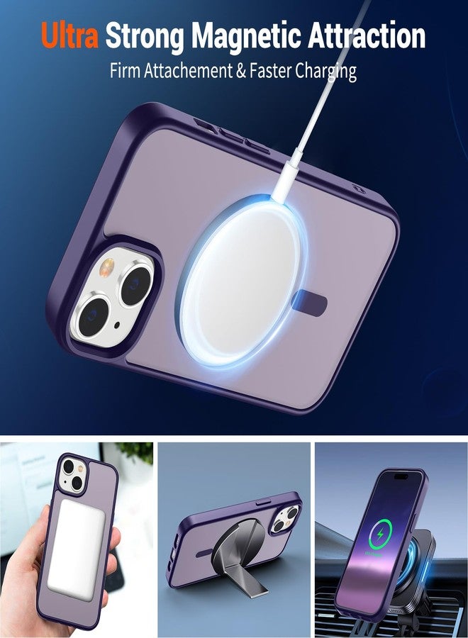 استلق جراب SUPFINE المغناطيسي لهاتف iPhone 15 (متوافق مع MagSafe) (حماية من السقوط بمعايير عسكرية) جراب رفيع وشفاف غير لامع مقاوم للصدمات ومضاد لبصمات الأصابع، لون بنفسجي داكن - Image 5