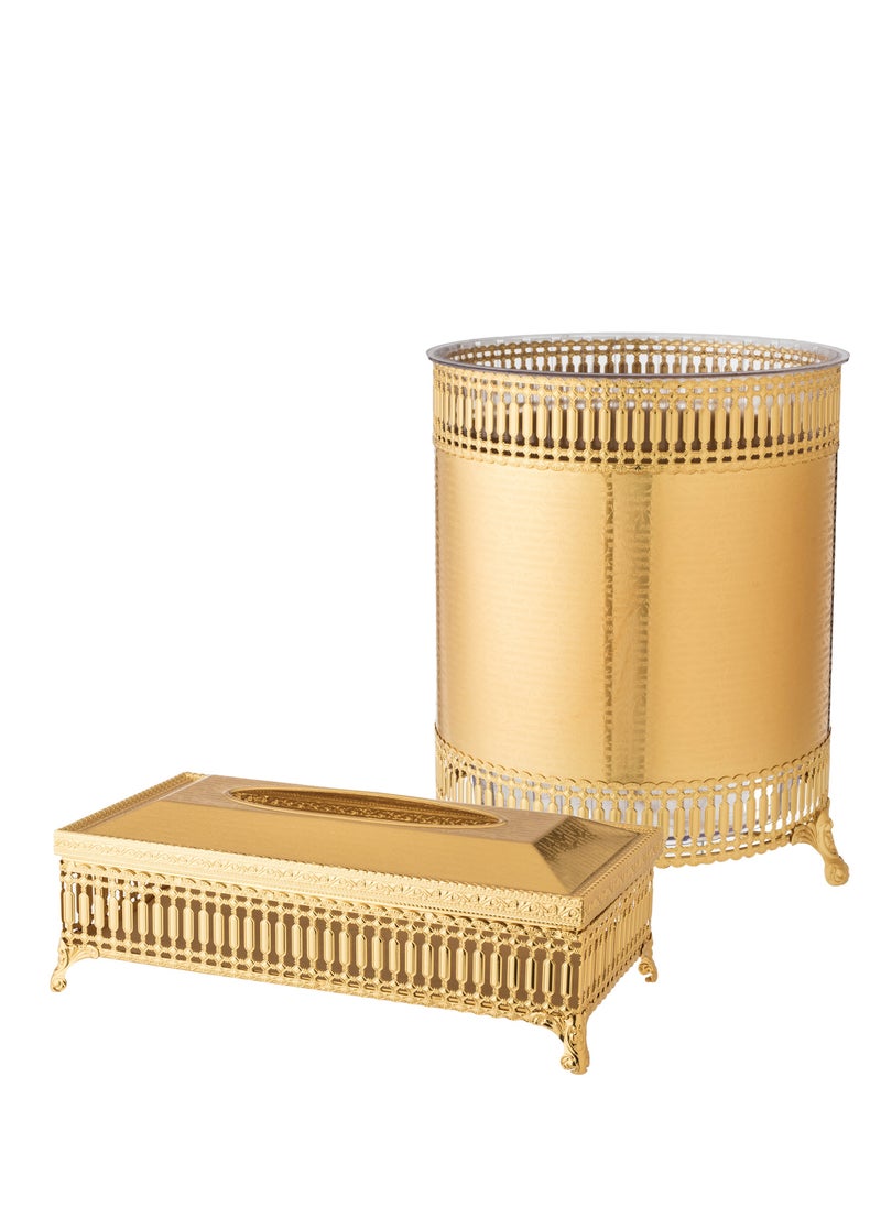 Dania A golden wastebasket and tissue box set for an elegant and modern home  - Image 1
