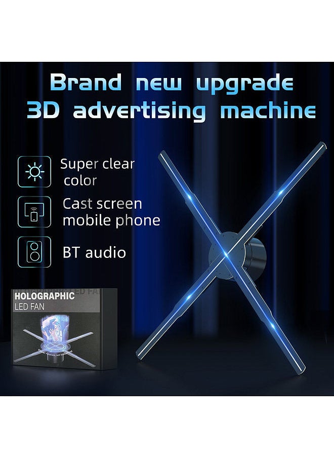 Generic - 3D Hologram Projector Advertising Display Fan Wall-mounted Player 3D Naked Eye 2K HD LED Photo Video Fan with 576pcs LED Light Beads Remote Control Sign Real-time Screen Display - Image 1