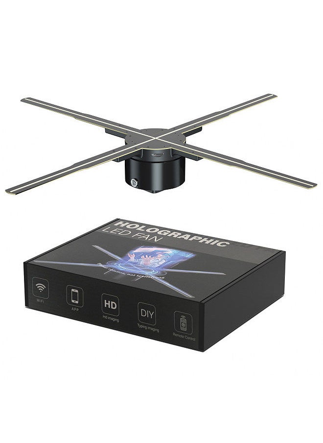 Generic - 3D Hologram Projector Advertising Display Fan Wall-mounted Player 3D Naked Eye 2K HD LED Photo Video Fan with 576pcs LED Light Beads Remote Control Sign Real-time Screen Display - Image 1