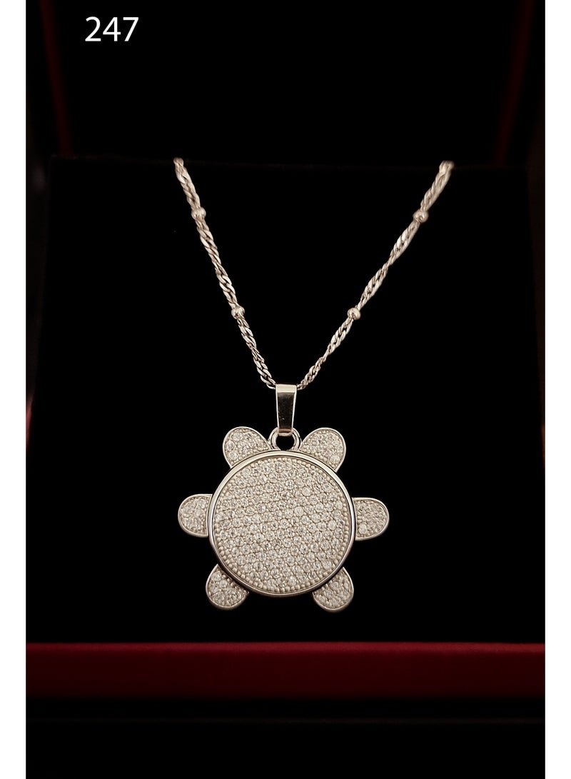 3Diamonds Platinum Plated Turtle Pendant Necklace – Cute Sparkling Charm for Girls & Women - Image 1