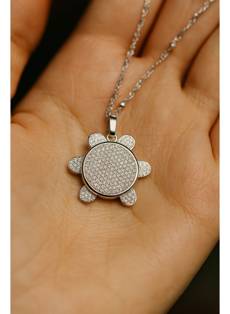3Diamonds Platinum Plated Turtle Pendant Necklace – Cute Sparkling Charm for Girls & Women - Image 3
