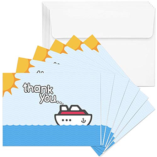 Cruise On Cruise Staff Thank You Cards (6 Pack), Elegant Appreciation Cards for Crew, Servers & Hosts, Premium Quality, Blank Inside for Personalized Messages, Cruise Gift - Image 1