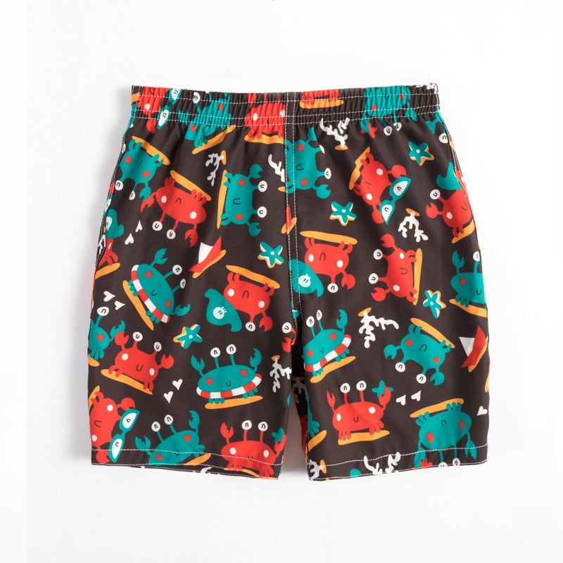 Children''s Beach Pants Cartoon Pattern Five-point Loose Casual Shorts Men''s and Women''s Big Kids Holiday Travel Boxer Swim Trunks - Image 1