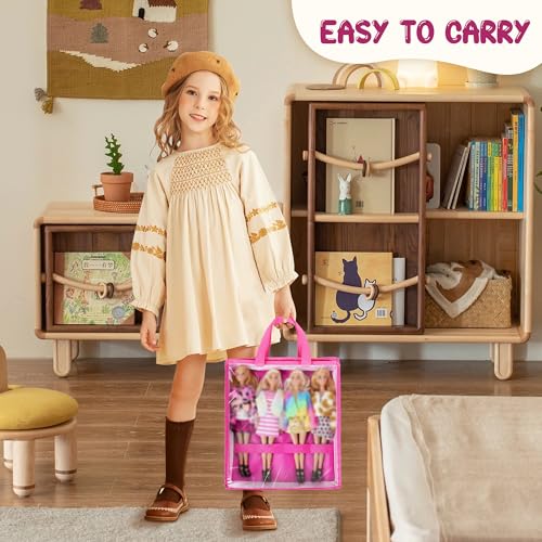 Primo Lines 4 Pack Doll Storage Organizer Compatible with Barbie Dolls 12-Inch, Toy Storage Bag Compatible with LOL Surprise Dolls, Toy Travel Carrying Case for Girls Boys with Label & Handle, Bags Only - Image 5