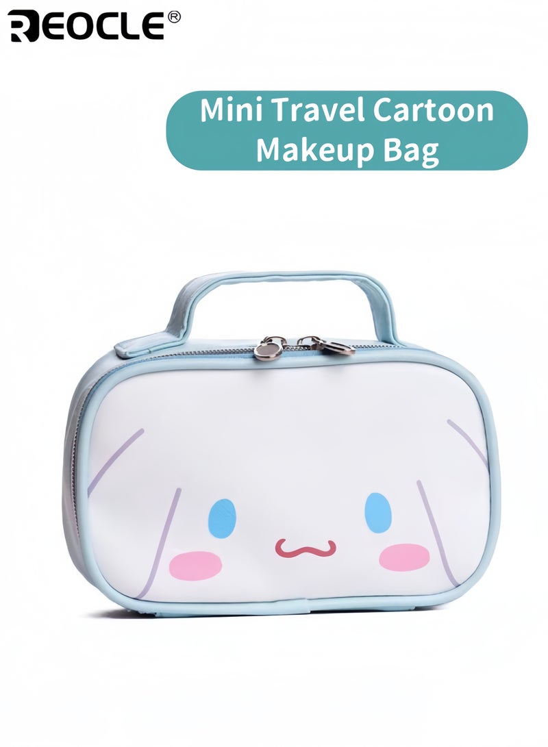 REOCLE Women's Makeup Bag Cartoon Cosmetics Pouch Mini Travel Toiletry Case Waterproof Reusable Faux Leather Lightweight Portable Accessories for Women for Ladies for Daily Use - Image 1