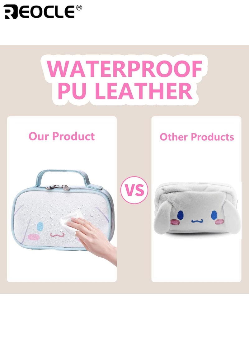 REOCLE Women's Makeup Bag Cartoon Cosmetics Pouch Mini Travel Toiletry Case Waterproof Reusable Faux Leather Lightweight Portable Accessories for Women for Ladies for Daily Use - Image 3