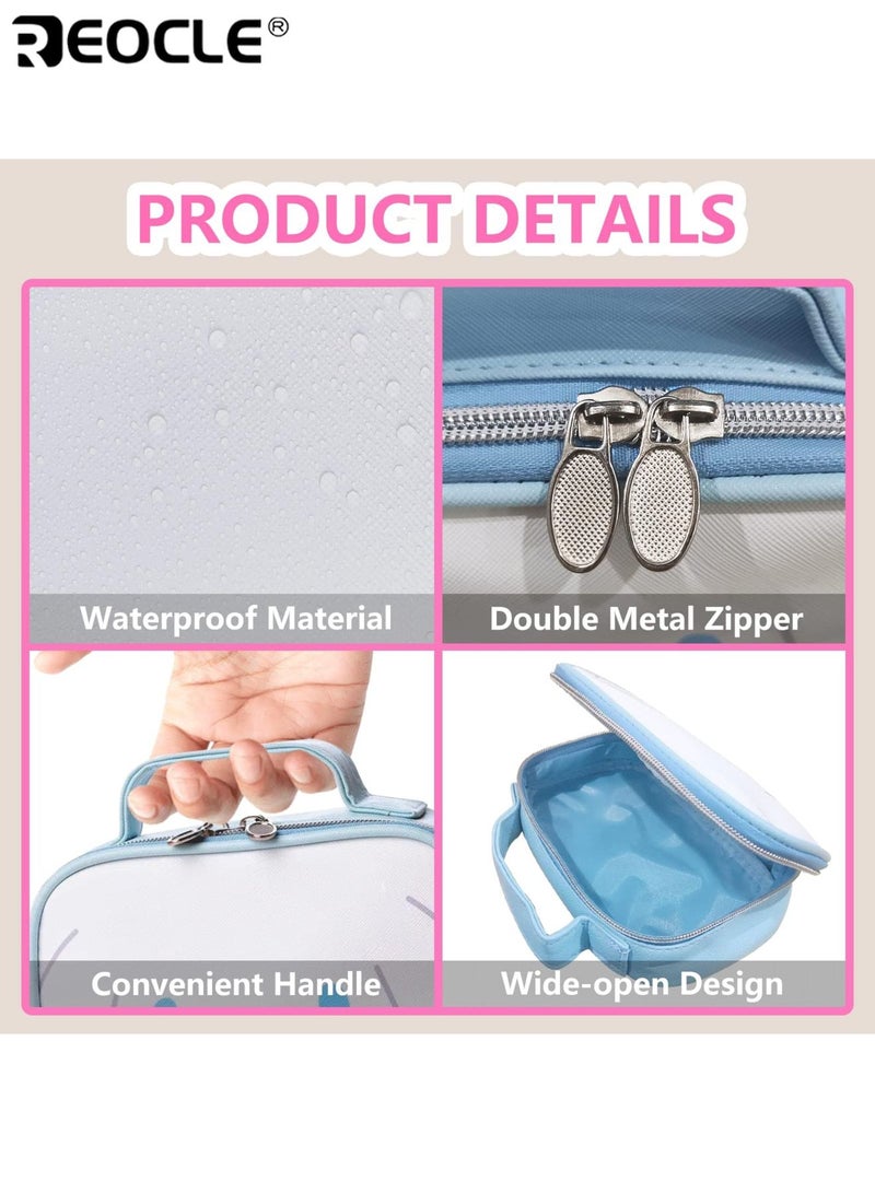REOCLE Women's Makeup Bag Cartoon Cosmetics Pouch Mini Travel Toiletry Case Waterproof Reusable Faux Leather Lightweight Portable Accessories for Women for Ladies for Daily Use - Image 5
