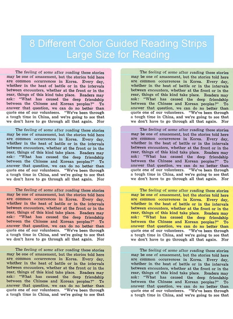 Excefore - Guided Reading Strips, 8 Pcs Dyslexia Overlay Ruler, Coloured Overlays Ruler Highlight Strips Tracking Rulers for Dyslexia, ADHD and to Reduce Visual Stress - Image 1