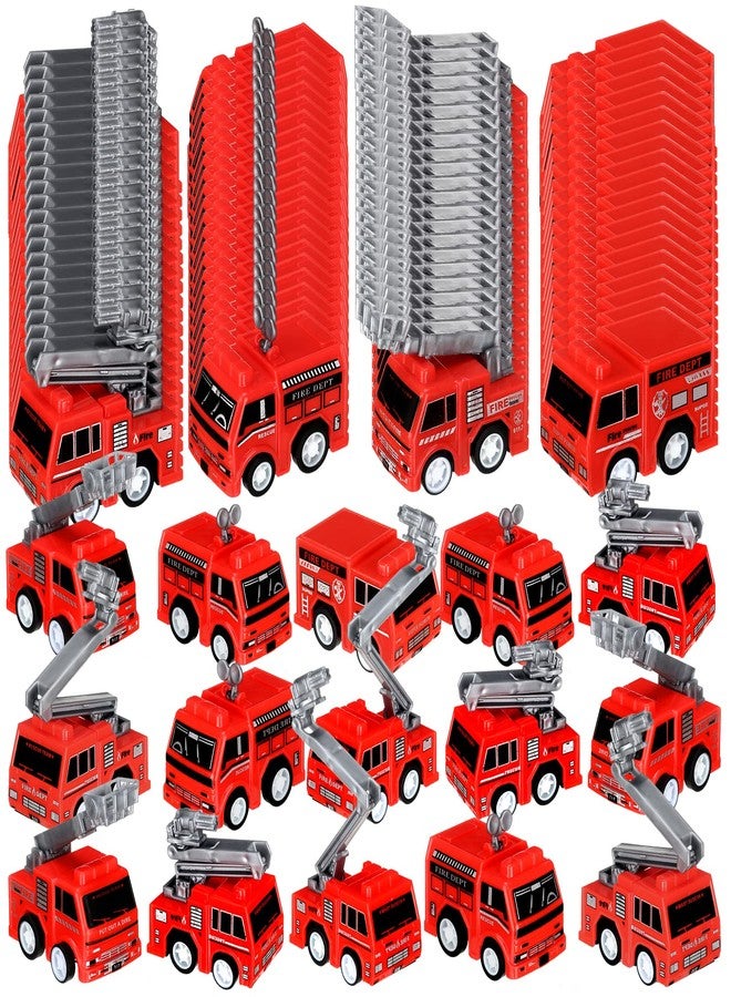 Funtery 48 Pcs Mini Pullback Fire Truck Toy Small Pull Back Firetruck Plastic Fire Engine Toy Trucks Firefighter Birthday Party Supplies, Fireman Favors Goodie Bag Fillers, 4 Styles - Image 1