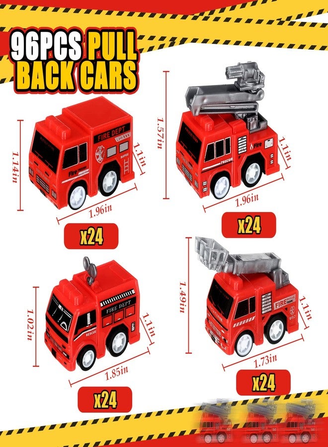 Funtery 48 Pcs Mini Pullback Fire Truck Toy Small Pull Back Firetruck Plastic Fire Engine Toy Trucks Firefighter Birthday Party Supplies, Fireman Favors Goodie Bag Fillers, 4 Styles - Image 2