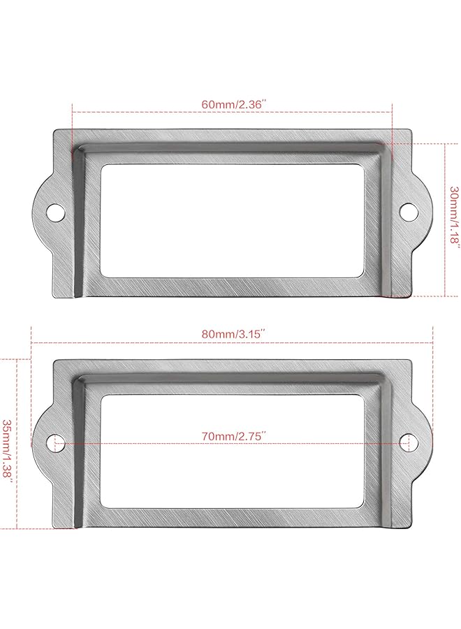 erorex 20 Pcs 80 X 35Mm Silver Metal Library Office File Drawer Cabinet Shelves Card Label Holder Frames With Screws For Drawer Box Repair Decoration Card Tag Label - Image 2