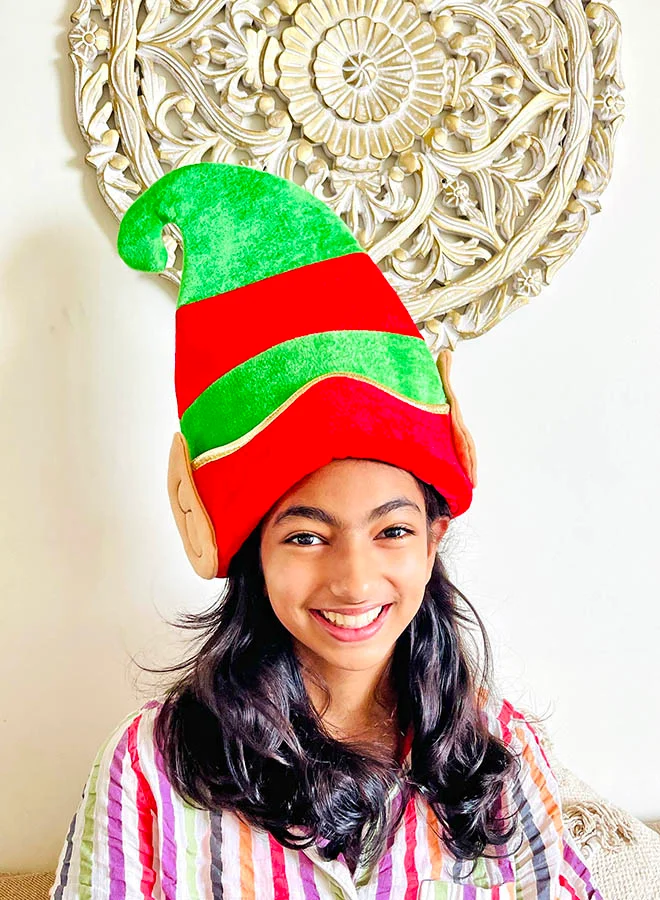 ليتل سربرايز بوكس قبعة حفلة عيد الميلاد المخملية الغنية بأذني قزم كبير مفاجأة صغيرة