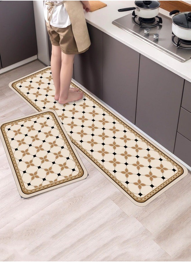 Generic Kitchen Rug Mats Set, 2Pcs Floor Runner Mats Non-Slip Kitchen  Standing Mats Absorbent Front of Sink Mats Kitchen Carpet 40x60cm + 40x120cm for Rooms & Kitchen & Bathrooms  - Image 3
