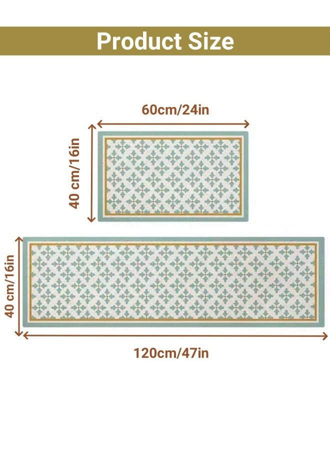 Generic Kitchen Rug Mats Set, 2Pcs Floor Runner Mats Non-Slip Kitchen  Standing Mats Absorbent Front of Sink Mats Kitchen Carpet 40x60cm + 40x120cm for Rooms & Kitchen & Bathrooms  - Image 2