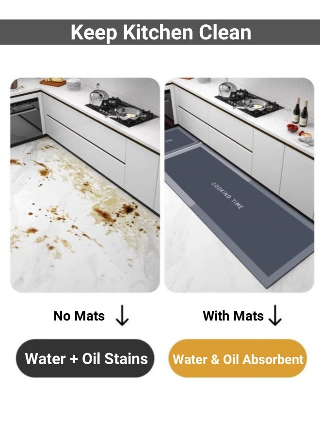 Generic Kitchen Rug Mats Set, 2Pcs Floor Runner Mats Non-Slip Kitchen  Standing Mats Absorbent Front of Sink Mats Kitchen Carpet 40x60cm + 40x120cm for Rooms & Kitchen & Bathrooms  - Image 5
