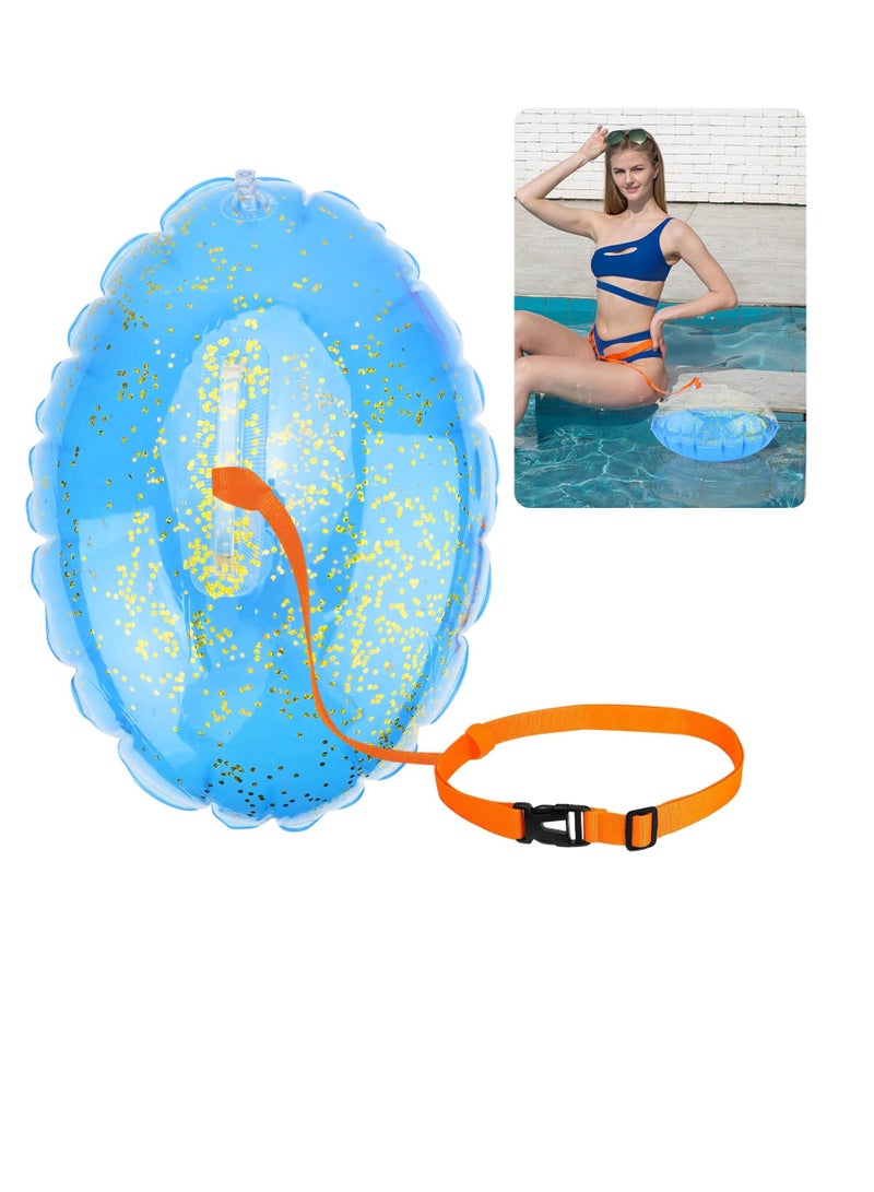 SYOSI عوامة سباحة قابلة للنفخ للسلامة عوامة السباحة للمياه المفتوحة مربوطة بحزام خصر قابل للتعديل عوامة السباحة للرياضات المائية تدريب السباحة السباقات - Image 1