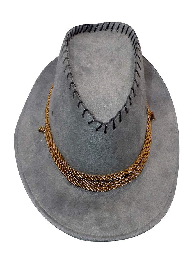 Malvina قبعات رعاة البقر المصنوعة من القش من مالفينا للأولاد والبنات للسفر والنزهات، قبعة غربية (رمادية) - Image 4