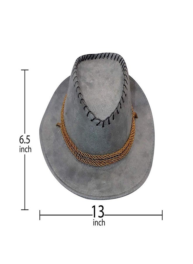 Malvina قبعات رعاة البقر المصنوعة من القش من مالفينا للأولاد والبنات للسفر والنزهات، قبعة غربية (رمادية) - Image 3
