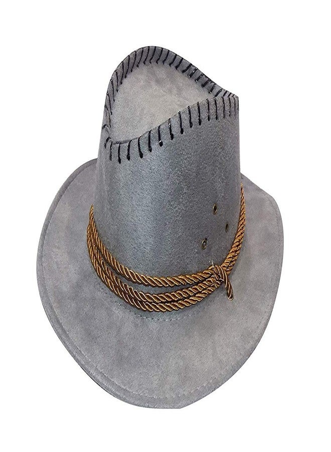 Malvina قبعات رعاة البقر المصنوعة من القش من مالفينا للأولاد والبنات للسفر والنزهات، قبعة غربية (رمادية) - Image 1