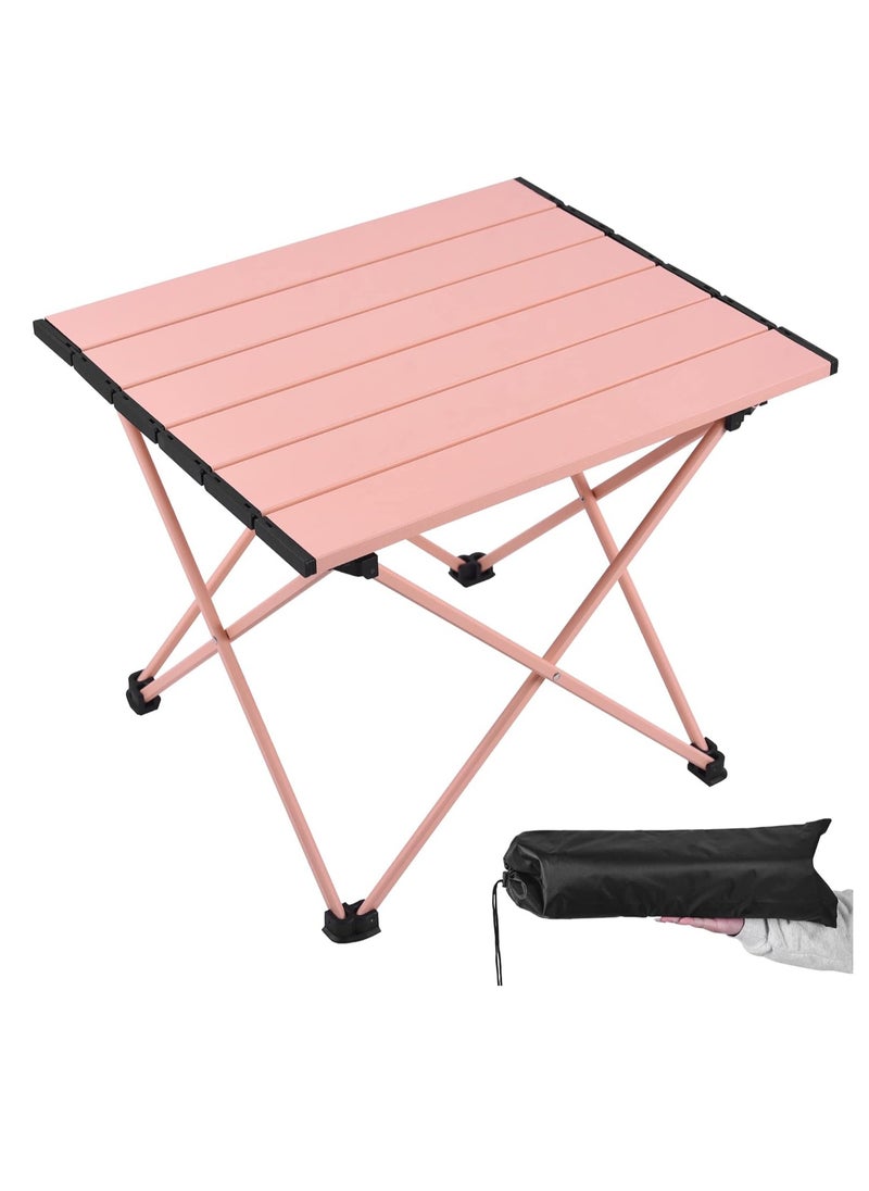 Generic - Medium Folding Camping Table with Aluminum Table Top, Beach Table for Sand with Carrying Bag,Prefect for Outdoor, Picnic, BBQ, Cooking, Festival (Pink) - Image 1