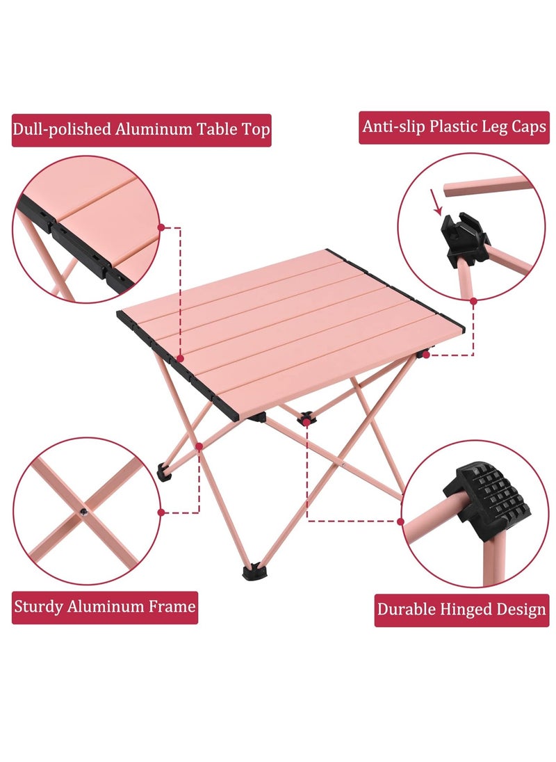 Generic - Medium Folding Camping Table with Aluminum Table Top, Beach Table for Sand with Carrying Bag,Prefect for Outdoor, Picnic, BBQ, Cooking, Festival (Pink) - Image 1