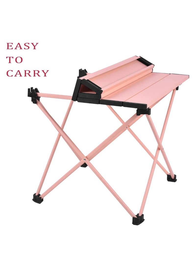 Generic - Medium Folding Camping Table with Aluminum Table Top, Beach Table for Sand with Carrying Bag,Prefect for Outdoor, Picnic, BBQ, Cooking, Festival (Pink) - Image 1